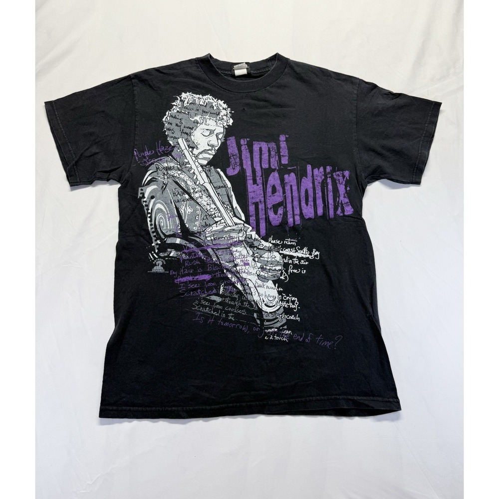 Vintage‎ Jimi Hendrix Graphic T Shirt hybrid Men's M Black Rock Music guitar tee